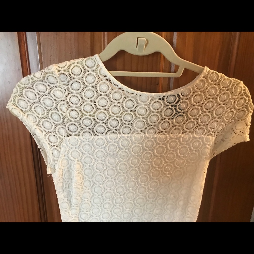 Aqua white body con lace dress size small
